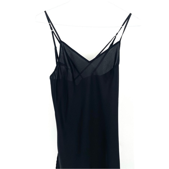 Sam Edelman Black Silky Satin VNeck Cross Tank Top Nightgown Slip Dress - Picture 3 of 6